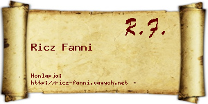 Ricz Fanni névjegykártya